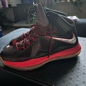 Nike LeBron X+ Black and Chrome Sneakers